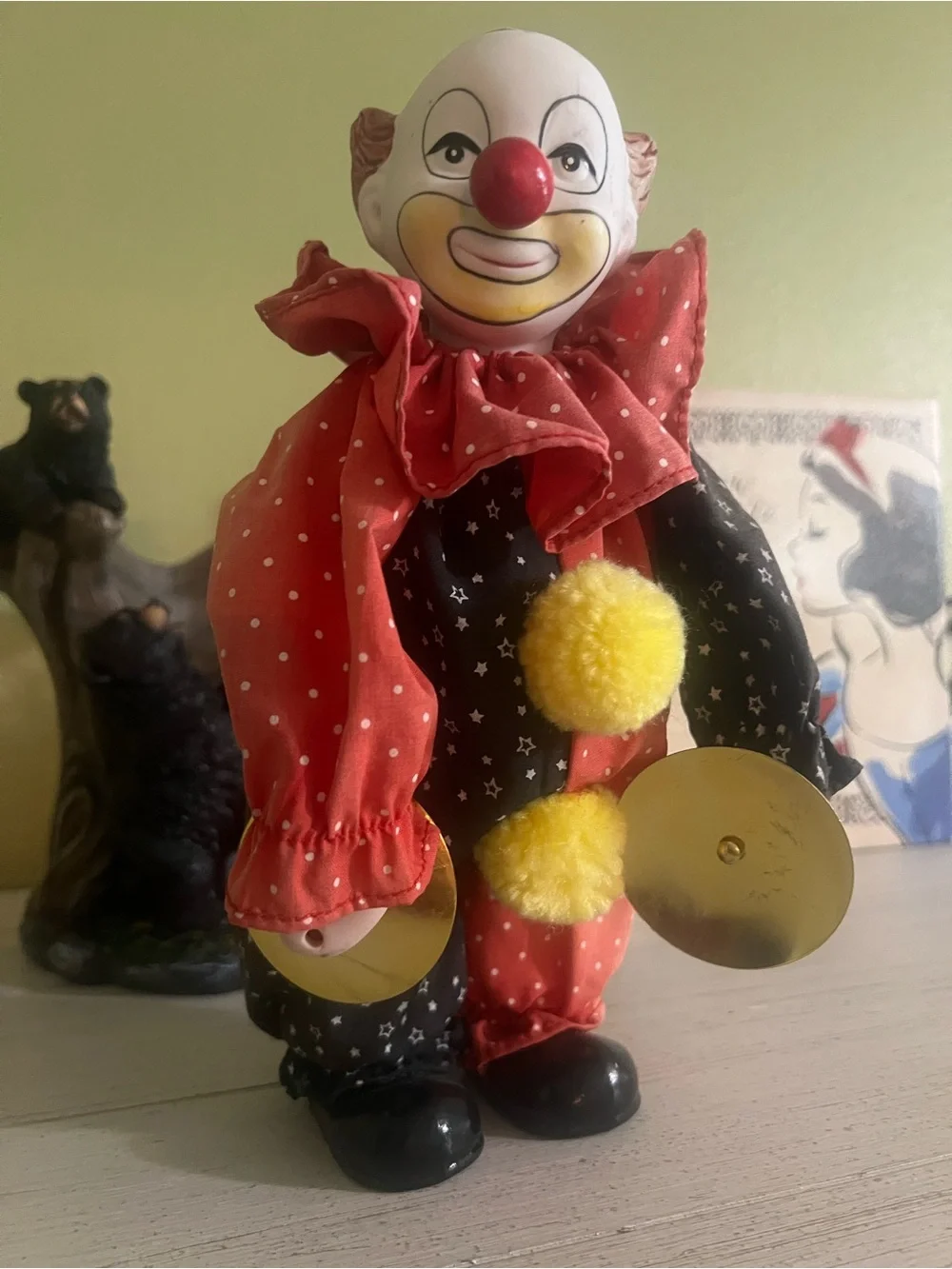 1980’s Vintage Wind-Up Musical Clown Doll